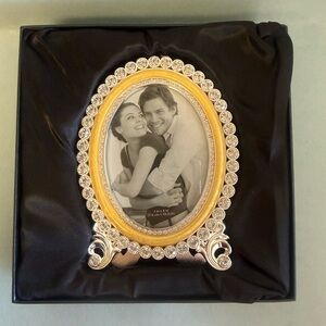 Elegant Gold and Silver Oval Photo Frame